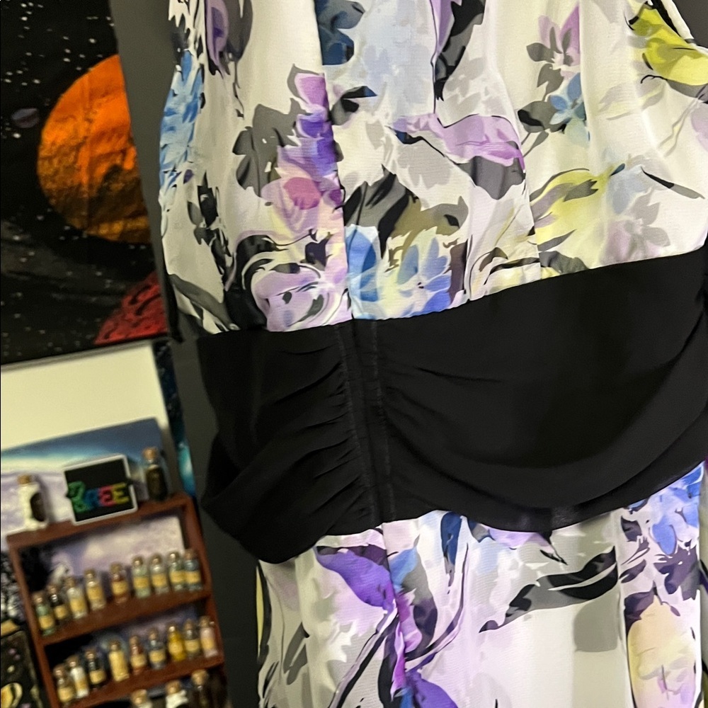 Connected Apparel Multicolor Floral Dress with Black Accent - Picture 7 of 7